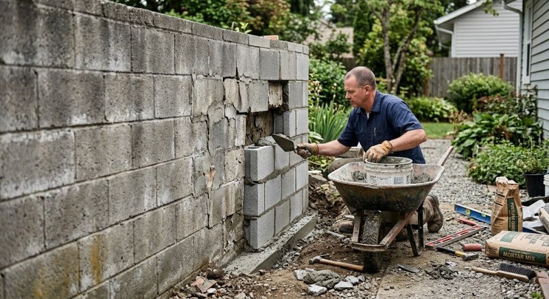 Cinder Block Wall Repair in Coryell County, TX