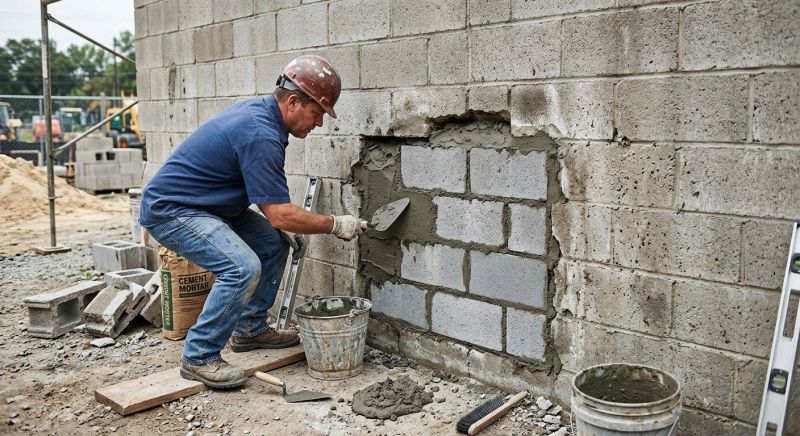 Cinder Block Wall Repair in Moody, TX