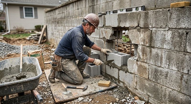 Cinder Block Wall Repair in Moody, TX