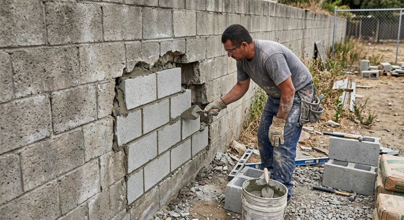 Concrete Block Wall Repair in Killeen, TX